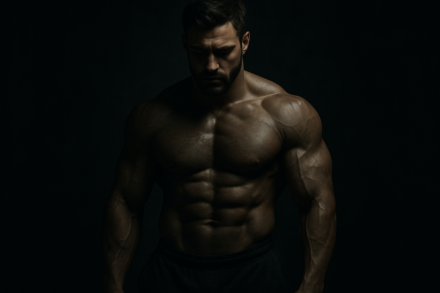 umiesniony mezczyzna niech obraz bedzie w ciemnych kolorach